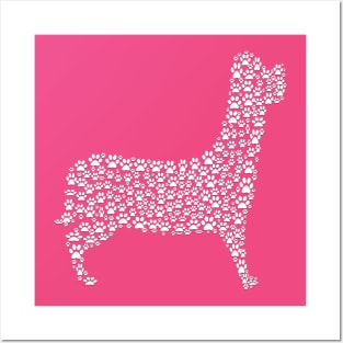 Love my Dog's Footprints 2 (White Embossed) Posters and Art